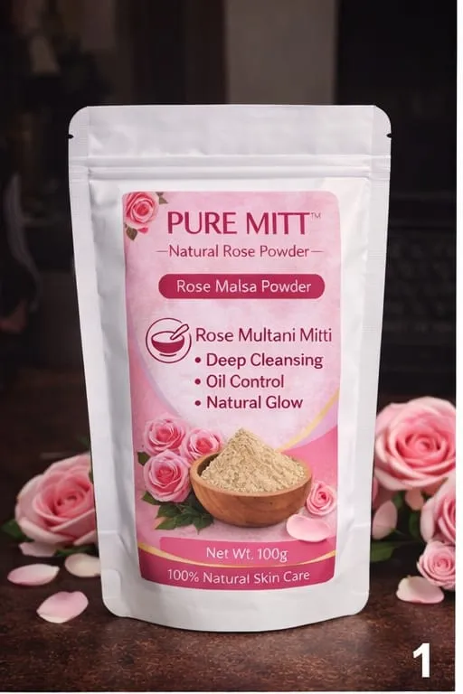 Rose Multani Mitti Face Pack Powder for Glowing Skin (100g)